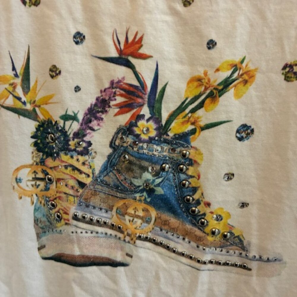 Brevetto Short sleeved  t-shirt with sneaker and floral graphics  Jr XL